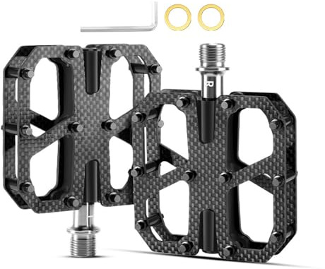 MHADBKH Ergonomische Pedale aus Karbonfaser, mit Spikes, Aluminium, 3 Kugellager, wetterfestes Design, Standard-Schnittstellen, Carbonfaser-Fahrradpedale
