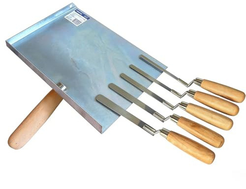 PAIKIUU Ensemble de truelles galvanisées et 5 truelles à doigts en acier inoxydable pour travaux de maçonnerie Pointage, réparation de joints et travaux de maçonnerie - Tailles 6-14 mm