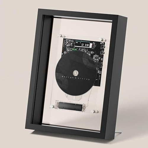 Musikrahmen-CD-Player, Wandmontage, Musik-Dekorativer Bilderrahmen, mit Fernbedienung/5.0 Bluetooth/3,5 mm AUX-Ausgang, ohne Lautsprecher, für Zuhause, Flur, Büro, Wanddekoration (Schwarz)