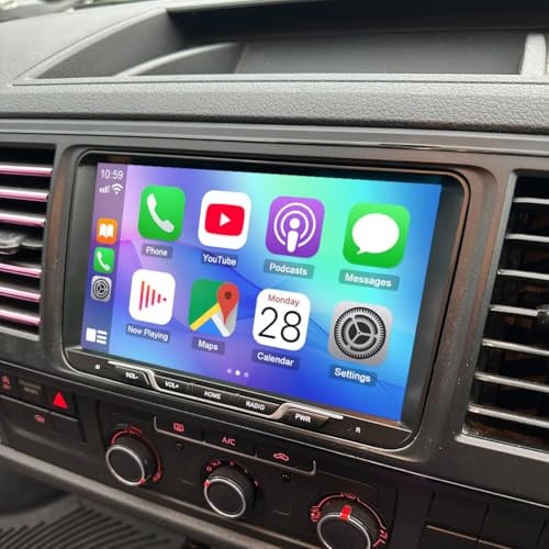 2+32G Android 14 Auto Radio Coche con CarPlay y Android Auto para VW Transporter T5/T6 2010-2020, Pantalla táctil de 9 Pulgadas Autoradio Estéreo Reproductor con GPS Navegación FM RDS SWC Bluetooth