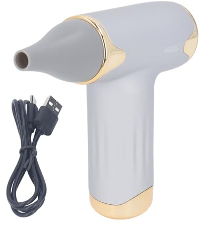 Generic 60W Electric Hair Dryer, Bladeless Pet Grooming Dryer with 4 Speed Levels and 1100mAh Battery, for Cats Dogs and Travel Camping Fan (Silver)