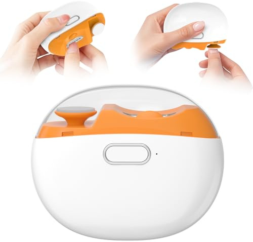 Coupe Ongle Électrique Pied et Main, 2 en 1 Coupe-ongles automatique, Lime a Ongle Electrique et Polisseuse 2 Vitesses Faible bruit avec à lumière LED, Pour Bébés, Adultes, Personnes Âgées - Orange