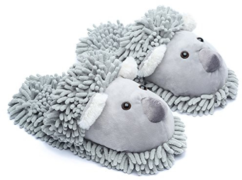 ofoot Pantuflas de Invierno para Mujer cálidas para Padres e Hijos Koala Zorro Búho Gato León Gorila Conejito Suela de Goma con Pinzas Antideslizantes duraderas para Animales Lindos