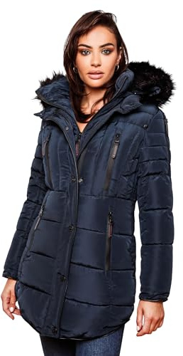 MARIKOO warme Damen Winter Jacke Winterjacke Parka Stepp Mantel lang B401