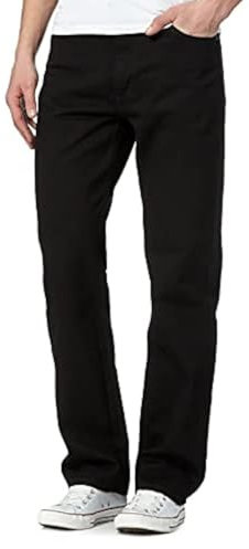 Mens Original 100% Cotton Jeans Plain Straight Leg Heavy Duty Denim Wash Boys Jean Classic Designer Stretch Fit Casual Work Wear Zip Fly Belt Loop Pants Pocket Trosuers Sizes 30-50(Black, 34/31)