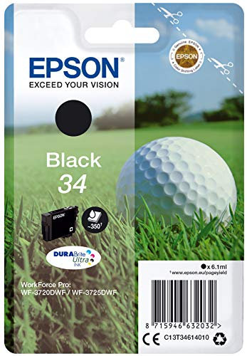Epson C13T34614020 - SINGLEPACK Black 34 - DURABRITE Golf Ball RF+AM