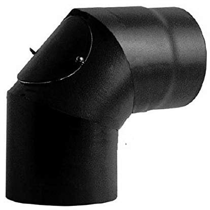 Canna fumaria Curva 90 con ispezione DN 120 smaltato verniciato 600 gradi per stufa a legna. Tubo nero acciaio smaltato 600 gradi ce Made in Italy