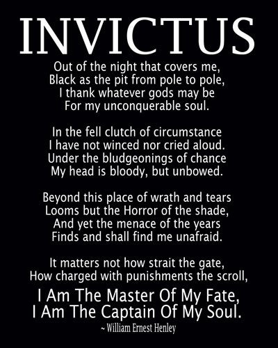 WallBUddy Invictus Poem Invictus Print Art Print by William Ernest Henley Captain of My Soul Master of My Fate Invictus Poster (20cm x 25cm, Black)