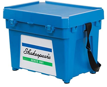 Shakespeare Seat Box Blue | Water Resistant and Durable | 1366111 | Updated Design | Extra Deep Lid for Storage | Made from Polypropylene | Single Shoulder Strap | Twin Catch Locking System