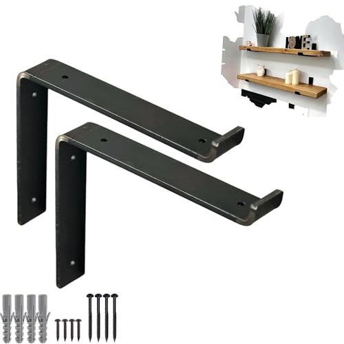 Heavy Duty Shelf Brackets Rustic Scaffold Board Shelving Industrial Iron/Steel Metal (Pair) by BMF Direct® (275mm 11 - Down)