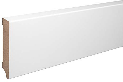 Sockelleiste Leipzig MDF WEISS Folie Oberkante Abgeschrägt 100mm