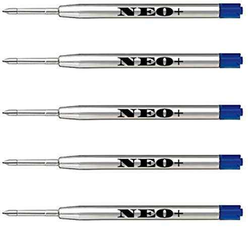 Quality Ballpoint Pen Refills, Medium Point. Compatible with Parker Ball Pen. G2 Style Refill (5 x Blue Ink)