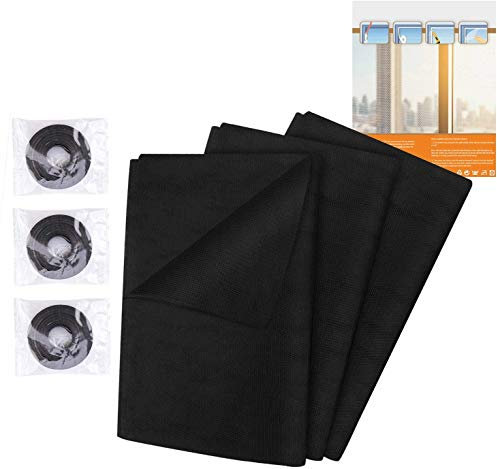 3Pcs Zanzariera Finestra Zanzariera per Finestra(1.5m*1.3m Adesiva), Protezione per le zanzare insetto ape, Net della finestra, Zanzariera a rete, 3 Nastro, largo 10 mm, nero