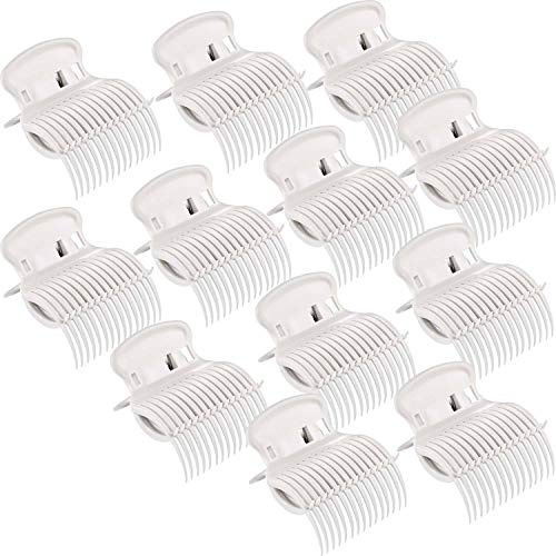 POFET 12 Stück Hot Roller Clips Lockenwickler Klauenclips Ersatz Roller Clips Für Frauen Mädchen Haar Abschnitt Styling - Weiß