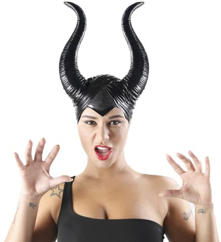 Seawhisper Böse Königin Kostüm Hörner Haarreif Kopfschmuck Halloween Damen Schwarz 56CM