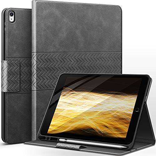 auaua iPad Air 3rd Generation Hülle/iPad Pro 10.5 Hülle mit eingebautem Apple Pencil Halter Auto Sleep/Wake Funktion Vegan Leder Smart Cover für iPad Air 3 10.5 Zoll 2019/iPad Pro 10.5 2017 (Grau)