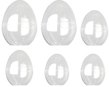 6 x transparente Kunststoff-Kugeln in Osterei-Form, zum Selbermachen, Kunststoff-Eier, Badekugeln, Bastelform, -Party-Dekorationen