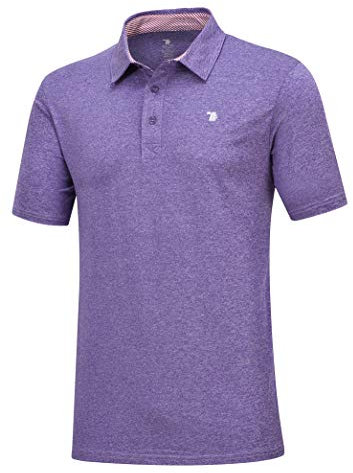 YSENTO Polo de golf à manches courtes pour homme - Pour le sport, le tennis, la course, les loisirs - Couleur unie - Avec col polo. M lilas