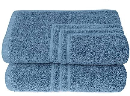 MAURAHOME - 2er Pack Badvorleger, Frottee Duschvorleger, 100% Baumwolle Badematte 50x70cm, Badteppich Blau, Badvorleger rutschfest Waschbar, Badezimmerteppich, Schnelltrocknend Duschvorleger