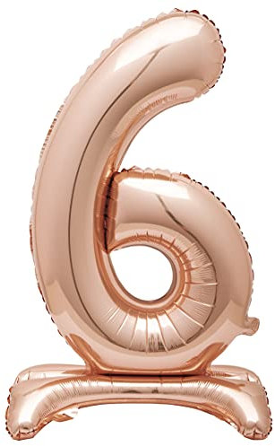 Unique Party 59596 - Riesen Stehen Nummer 6 Ballon - 76 cm - Roségold