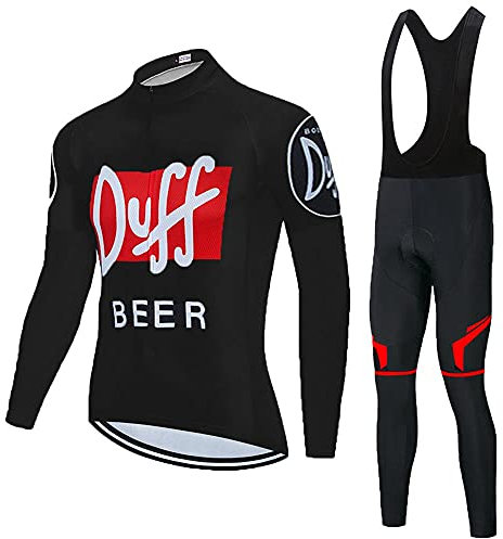 Moxilyn Radtrikot Set Herren Fahrradtrikot, Langarm Set mit 20D-Gel-gepolsterten Langarm Trägerhose Radhose, Atmungsaktiv Elastische Schnell Trocknend Fahrradbekleidung Set für Radfahren MTB, XL