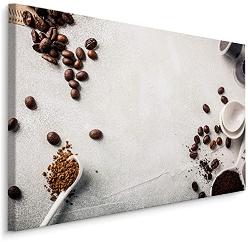 Muralo Wandbild Kaffee, Bohnen, Stein, XXL, Kunstdruck - 30x20 cm | Leinwandbild, Modernes Design, edle Optik - ideal für Schlafzimmer und Wohnzimmer, Ein echter Hingucker in jedem Zuhause