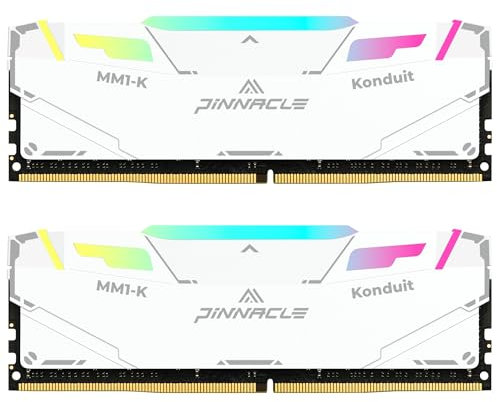 Timetec Pinnacle Konduit RGB 16GB KIT(2x8GB) DDR4 3200MHz PC4-25600 CL16-18-18-38 XMP2.0 Overclocking 1.35V Compatible for AMD and Intel Desktop Gaming PC Memory Module RAM - White