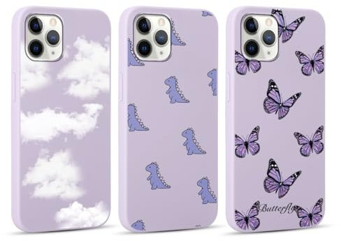 Yoedge 3 Pezzi Custodia per Apple iPhone 11 PRO Max 6,5, TPU Silicone Custodia Morbida Case con Disegni Fantasia Aesthetic,Antiurto Protettiva Originale Cover per iPhone11 PRO Max, Farfalla