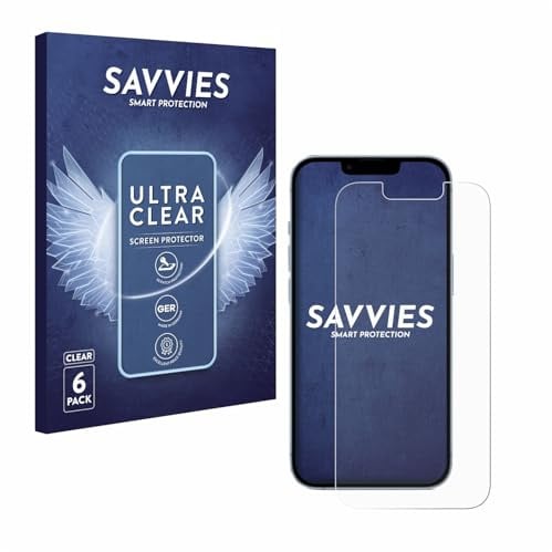 Savvies Schutzfolie für Apple iPhone 14 | 6 Stück Transparenter Displayschutz Made in Germany Ultra-Klar Displayschutz-Folie