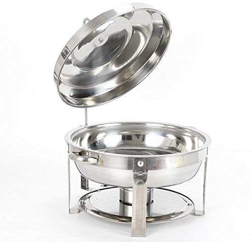 biniliubi Chauffe-Plates Rond RéChauds,Chafing Dish 7.5L en Acier Inoxydable avec RéServoir Maintien Acier Inoxydable pour Buffets HôTel Traiteurs