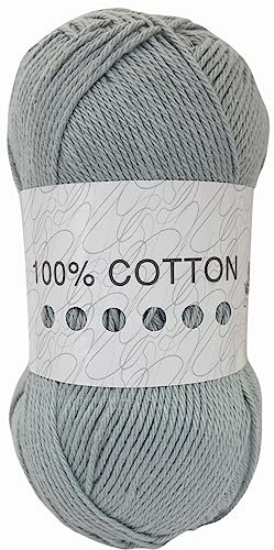 Cygnet 100% Cotton DK Knitting Yarn/Wool - 100g Double Knit Ball - 17 Shades (Pearl Grey)