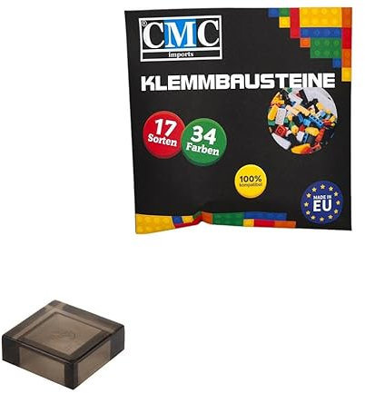 CMC imports 100 x Klemmbausteine Fliesen Tiles Bausteine 1x1 Noppen Kompatibel 34 Farben freie Farbenwahl (024 - Schwarz Transparent)