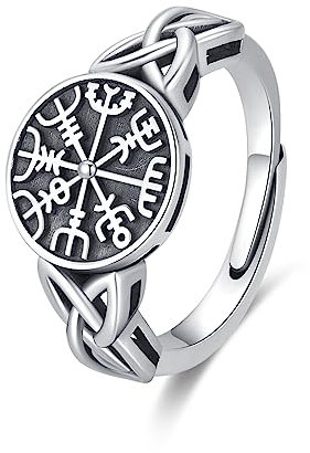 REDSUN Viking Rune Fingerring 925 Sterling Silber Viking Rune Fingerring Punk Wikinger Schmuck Hip pop Ring Geschenkebox für Geburtstag Valentinstag