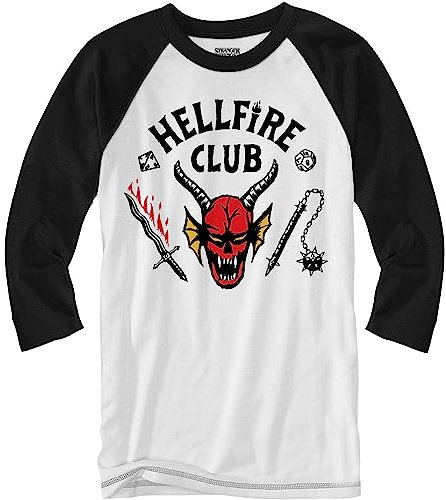 Stranger Things Hellfire Club Raglan-T-Shirt für Erwachsene, langärmelig, Schwarz, XL