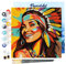 Figured'Art Mini Peinture par Numéro Adulte 20x20cm avec cadre Femme Native Pop Art - Petit Format Kit de Loisir Créatif DIY Numéro d'Art Complet