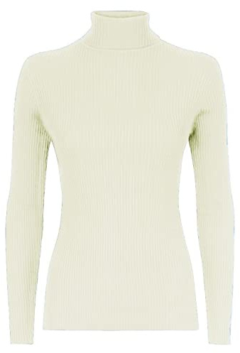 VEARZ® Womens Turtle HIGH Neck Jumper ! Ladies Long Sleeves Polo ROLL Neck Tops Ribbed Stretchy Pull Over Sweater Plus Size Cream