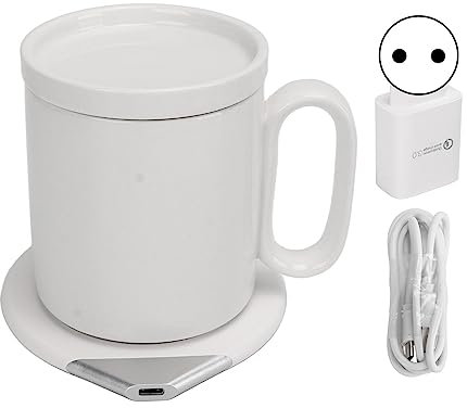 VGEBY Chargeur Chauffe-Tasse sans Fil, Conception étanche et Haute sécurité, Tasse de 350ml, Puissance de Sortie 10W pour Charge sans Fil (Prise UE)