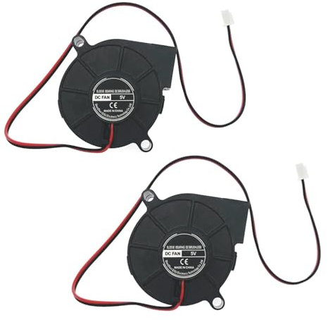 JZK 2pcs 5cm 5015 Blower Fan - 5V DC, 50x50x15mm, Silent Mini Cooling Fan for 3D Printer