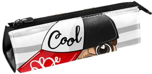VAPOKF Federmäppchen mit coolem Hut, Mops, Hund, Schreibwaren-Tasche, Kosmetiktasche, kompakte Reißverschlusstasche, multi, 5.5 ×6 ×20CM/2.2x2.4x7.9 in, Taschen-Organizer