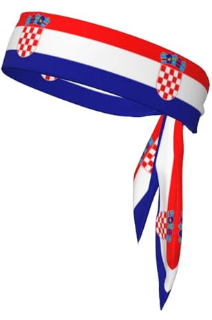 Trukd TD-TD12158 Stirnbänder mit Flagge der Republik Kroatien, Sport-Kopfband, Stirnband für Damen und Herren, Haarband für Laufen, Workout, Fußball, Schwarz