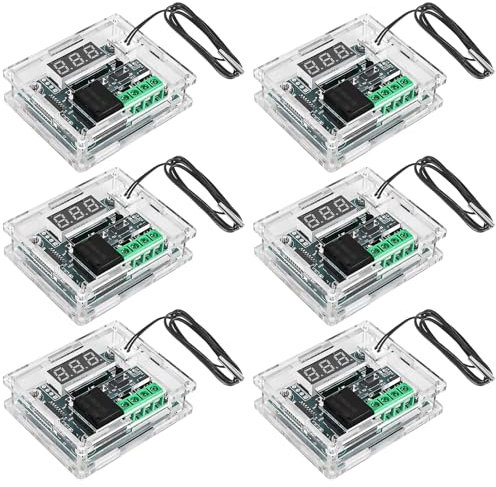 6 Stück XH-W1209 LED Digital Thermostat, DC 12V Elektronischer Temperatur Controller, Temperaturregler Modul mit Transparent Acrylic Gehäuse, Thermostatmodul mit Wasserdichter NTC-Sonde -50~110 ℃