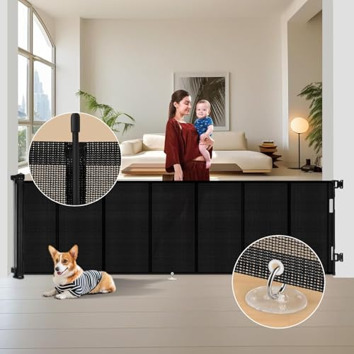 MUXUN Barrière de Sécurité pour Enfant et Chien, 1.5M/3M/5M, Renforcement en Fibre de Verre, Noir