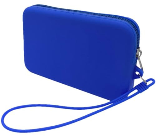 portafoglio in silicone, portamonete con cerniera, portafoglio multiuso con chiusura lampo, portamonete in silicone, portamonete con cerniera con corda, per contanti, cosmetici per monete, Blu