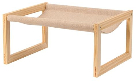 LYXWGRZD Hundebett aus Holz, Ganzjahres Haustierbett, Hundesofa/Katzenbett mit Matratze, erhöhtes Haustierbett(42.5cm/16.7in)