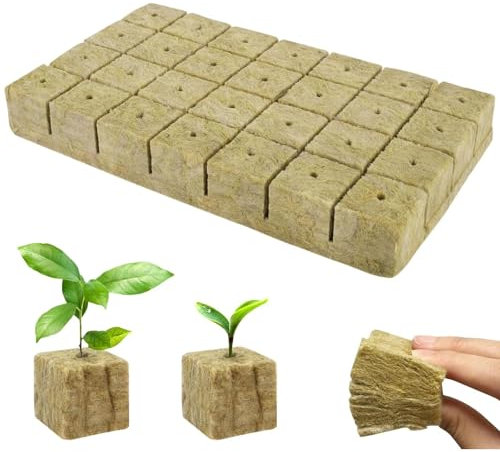 NCCHDZSW 28 Stück Steinwolle Würfel Steinwolle Anzuchtmatte Bodenlos Hydrokultur Anzuchtmatte Steinwolle Set Steinwollwürfel für Stecklinge Klonen Kultivierung 4 * 4 * 4 cm