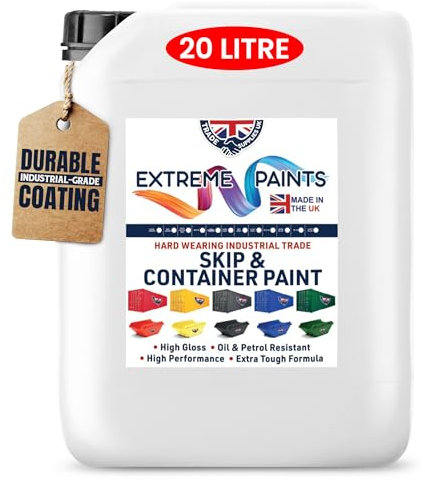 TRADE SUPPLIES UK - Extreme Skip & Container Industrial Paint – High Durability, Gloss Finish, Rust Inhibiting, Heavy-Duty Enamel Paint for Wood, Concrete & Metal - Post Office Red, 20L
