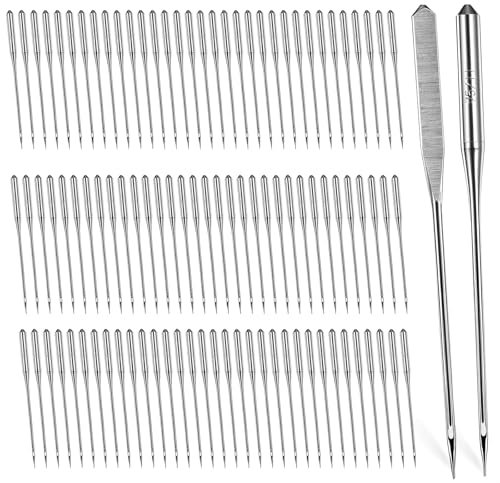 100 Stück Overlock Stretch Nadeln Nähmaschinennadeln 75/11 Reguläre Spitze Metall Universal Jersey Nadeln Universeller Nähmaschinen Nadel Set für Denim Leder Jeans Stretch Jersey Stoff