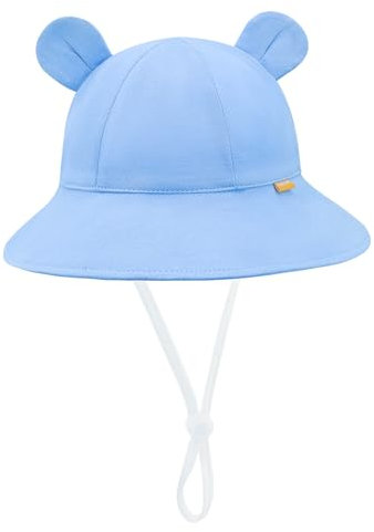 SEYUFN Baby Sonnenhut Mädchen UV Schutz 50 Mütze Kinder Jungen Sommer Bärenohr Hut Kleinkind Unisex Verstellbarem Bindebändern Fischerhut (DE/NL/SE/PL, Alter, 2 Jahre, 4 Jahre, Blau-violett)