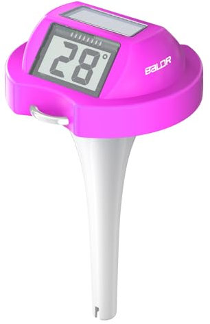 BALDR Solar Pool Thermometer with Dual LCD Screen, Easy to Read (Purple)