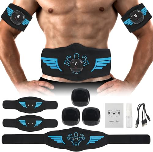 EMS Bauchmuskeltrainer,Bauchtrainer mit 10 Modi und 30 Intensitäten,EMS Trainingsgerät mit Nzeige des Kalorienverbrauchs,Muskelstimulation Elektrisch USB-Wiederaufladbarer für Bauch,Arm,Bein-Fitness